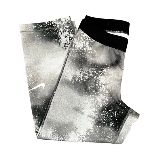 Nike Pro Women's Cropped Mid-Rise Activewear Leggings Gray White Sz S - Picture 1 of 8